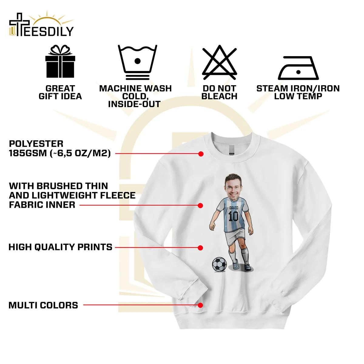 Teesdily | Personalized Football Shirt, American Soccer Team T-shirt, Soccer Championship Sweatshirt Hoodie Mug, Football Lover Gift, Team Sport Shirt