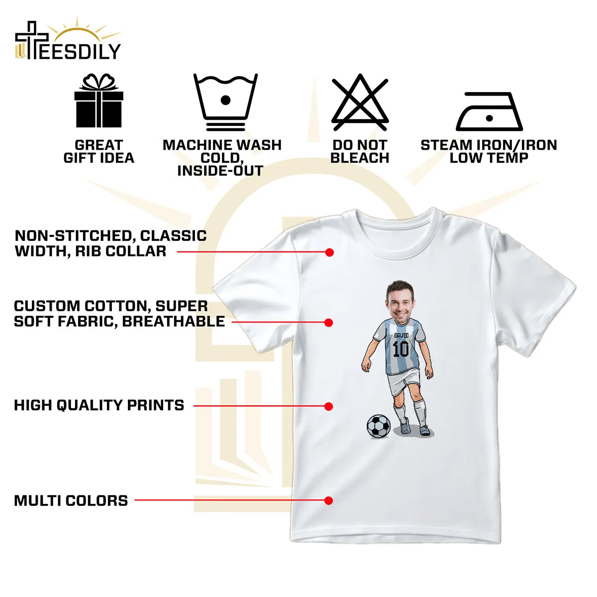 Teesdily | Personalized Football Shirt, American Soccer Team T-shirt, Soccer Championship Sweatshirt Hoodie Mug, Football Lover Gift, Team Sport Shirt
