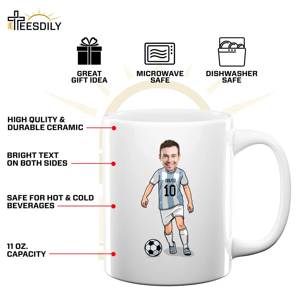 Teesdily | Personalized Football Shirt, American Soccer Team T-shirt, Soccer Championship Sweatshirt Hoodie Mug, Football Lover Gift, Team Sport Shirt