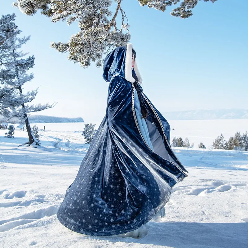 The Winter Solstice Magic Weaver's Hooded Cloak