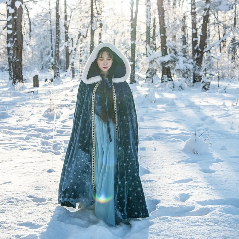 The Winter Solstice Magic Weaver's Hooded Cloak