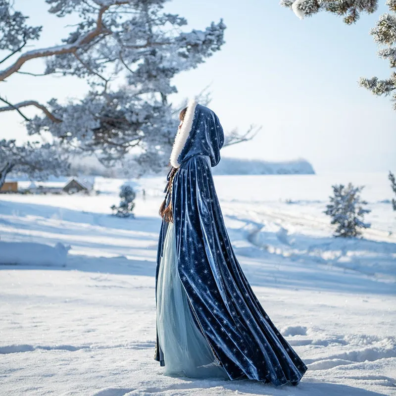 The Winter Solstice Magic Weaver's Hooded Cloak