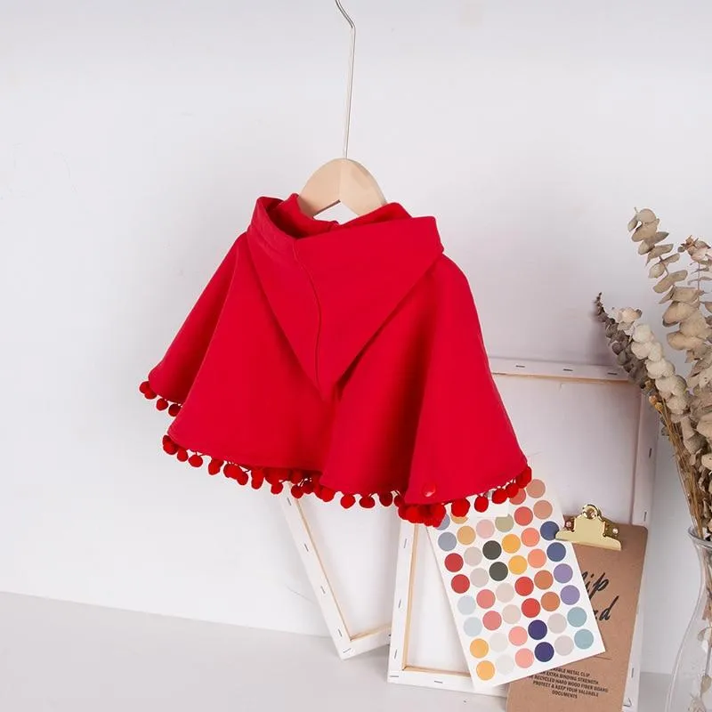 Toddler Girls Red Hooded Cape