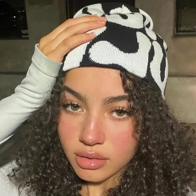 Trend letter detail Y2K punk beanie hat