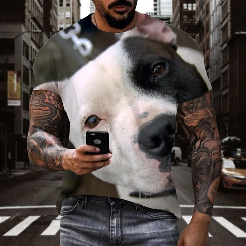 tshirt dog Puppy Cute animal Cool big Smart dogs men's art costume Casual