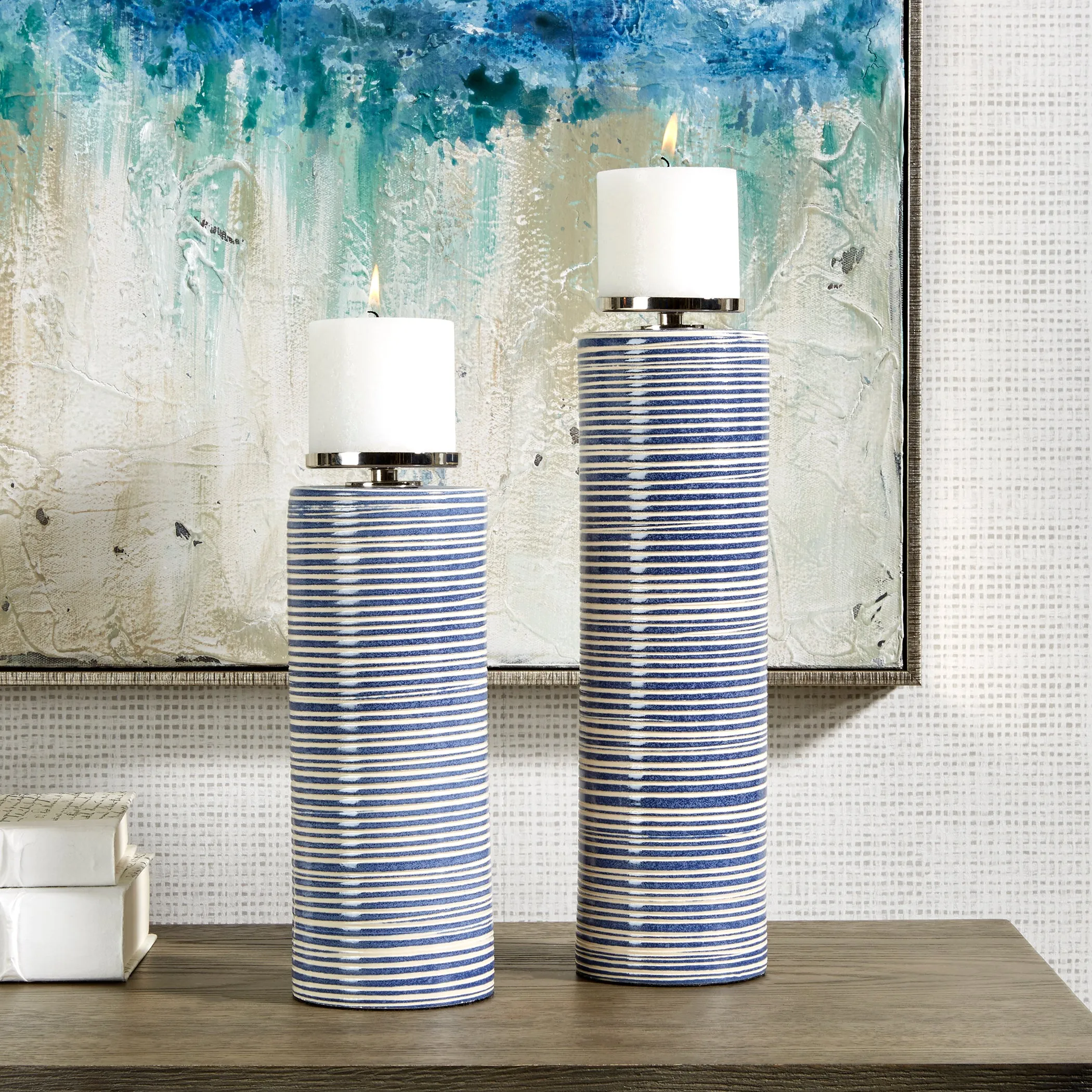 Uttermost Montauk Ceramic Candleholders, S/2