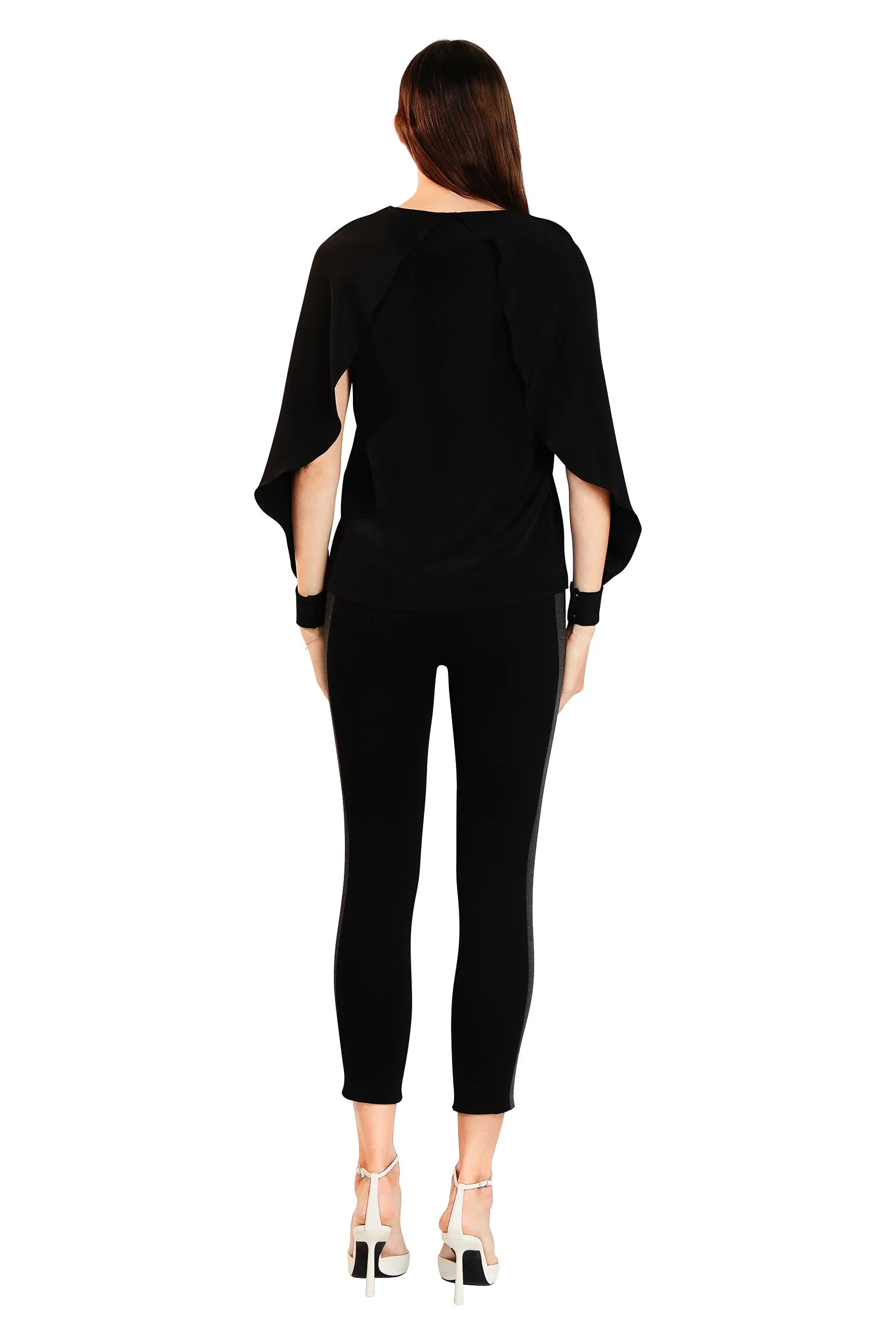 Vale Cape Sleeves Silk Crepe Top