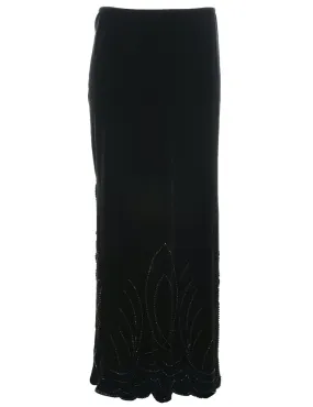 Velvet Black Midi Skirt - L