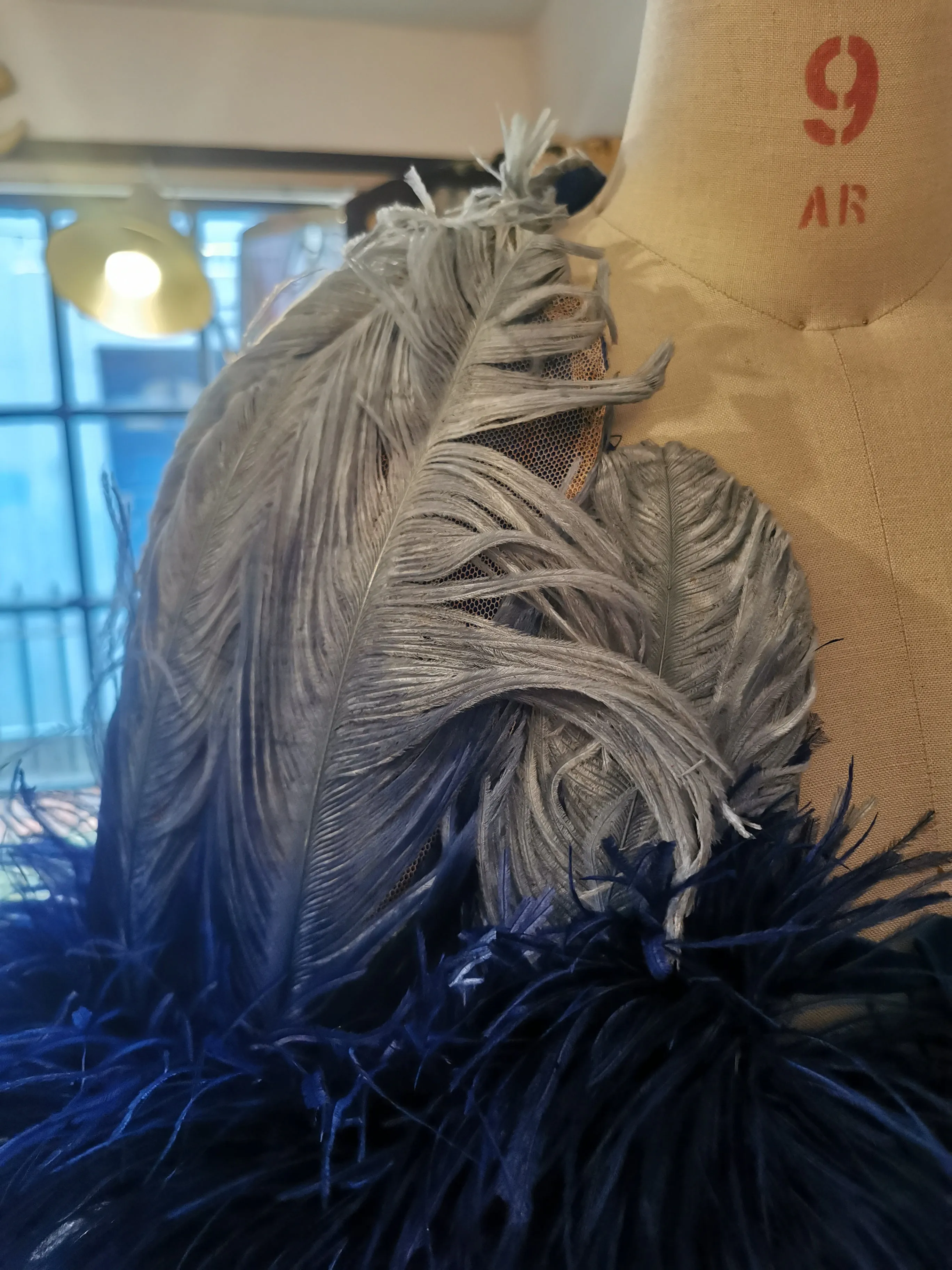 Vintage blue ostrich feather cape 1920s