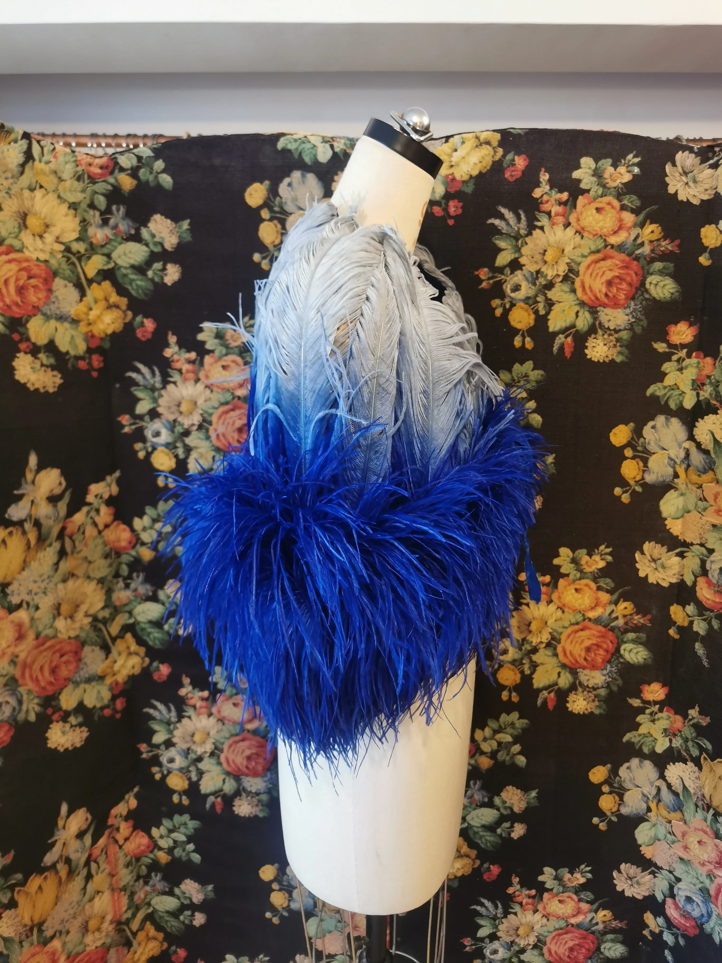 Vintage blue ostrich feather cape 1920s