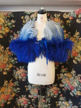 Vintage blue ostrich feather cape 1920s