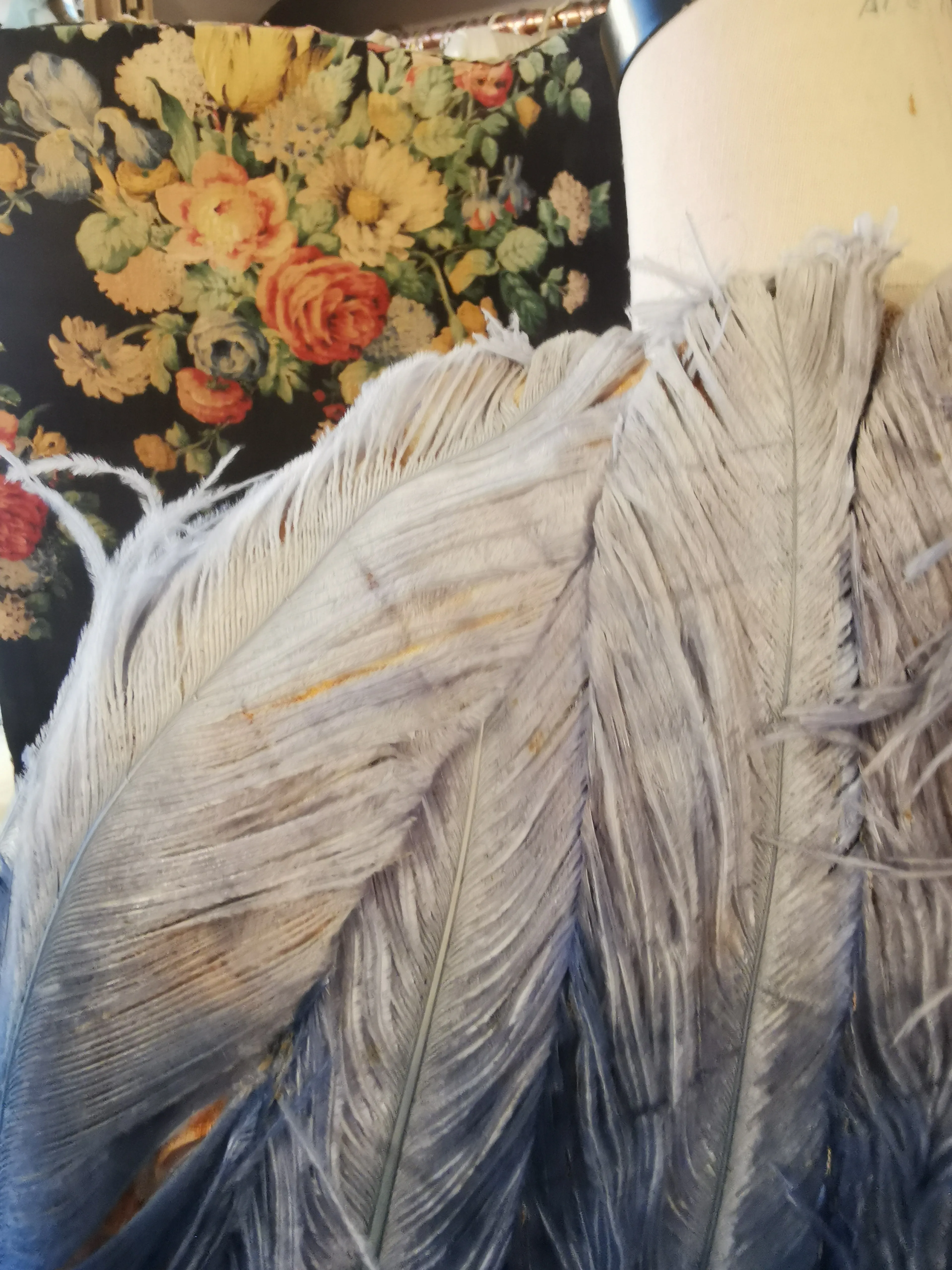 Vintage blue ostrich feather cape 1920s