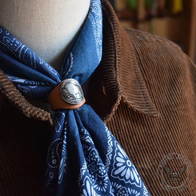 Vintage Buffalo Nickel Leather Scarf Ring