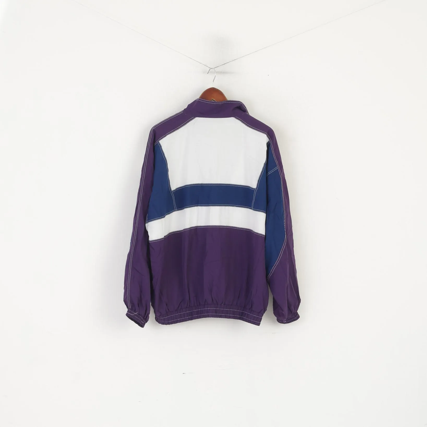 Vintage Men L Jacket Purple Lightweight Full Zipper Sportswear Bomber Track Top