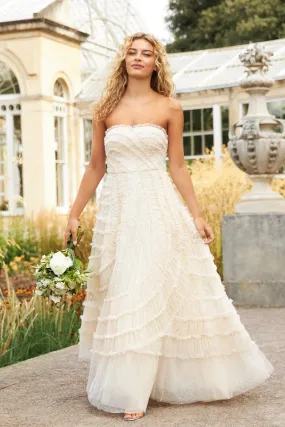 Violet Shimmer Strapless Corset Gown