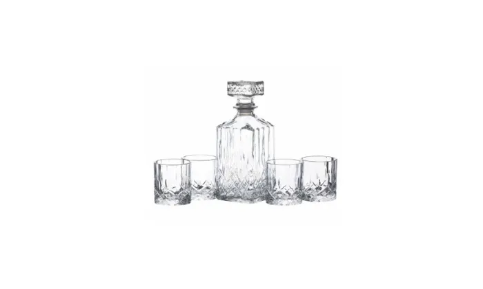 Whiskey Decanter 900ml with 4 Glasses 230ml - Gift Set