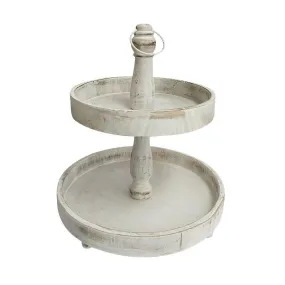 White Wash Cape 2 Tier Round Stand - 38cm x 46cm