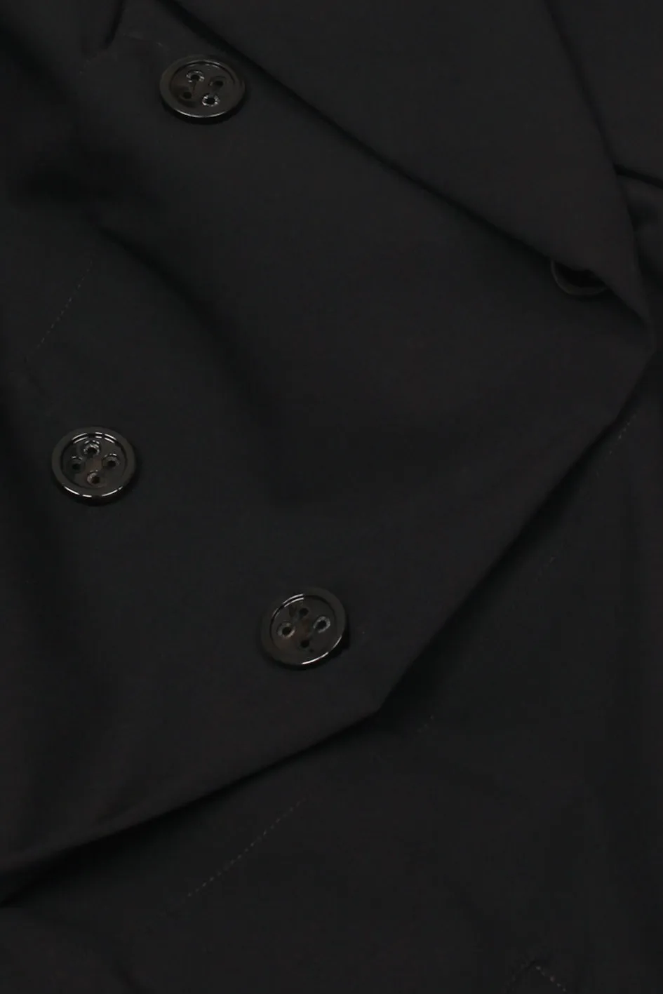 Wide Tailored Collar Summer Wool Cape / Black