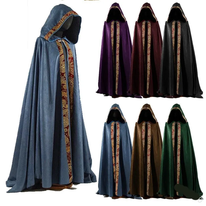 Wizard Cloak Medieval Cosplay Hooded Cloak Halloween Cosplay Costume
