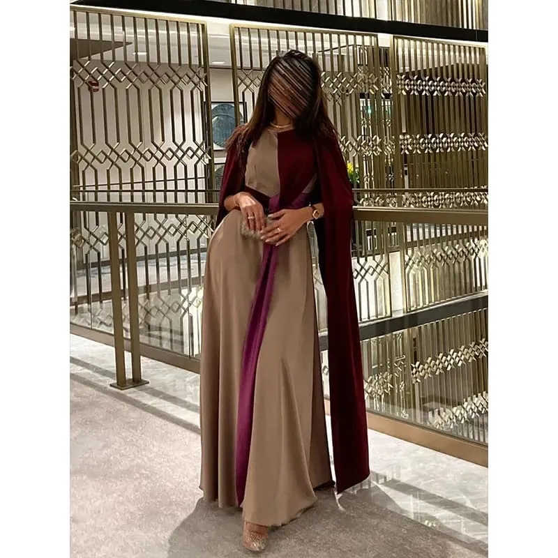 Women's Elegant Patchwork Cape Jumpsuit XL S4934414