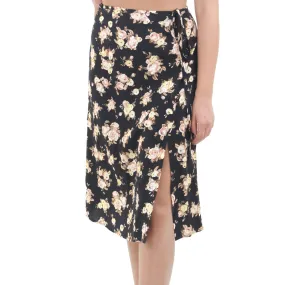Women's Floral Midi Skirt,Black