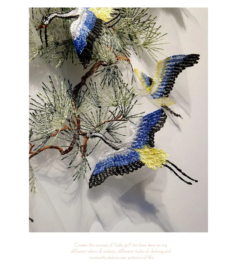 Woodland Blue Cranes Embroidered Shawl Bolero Capes