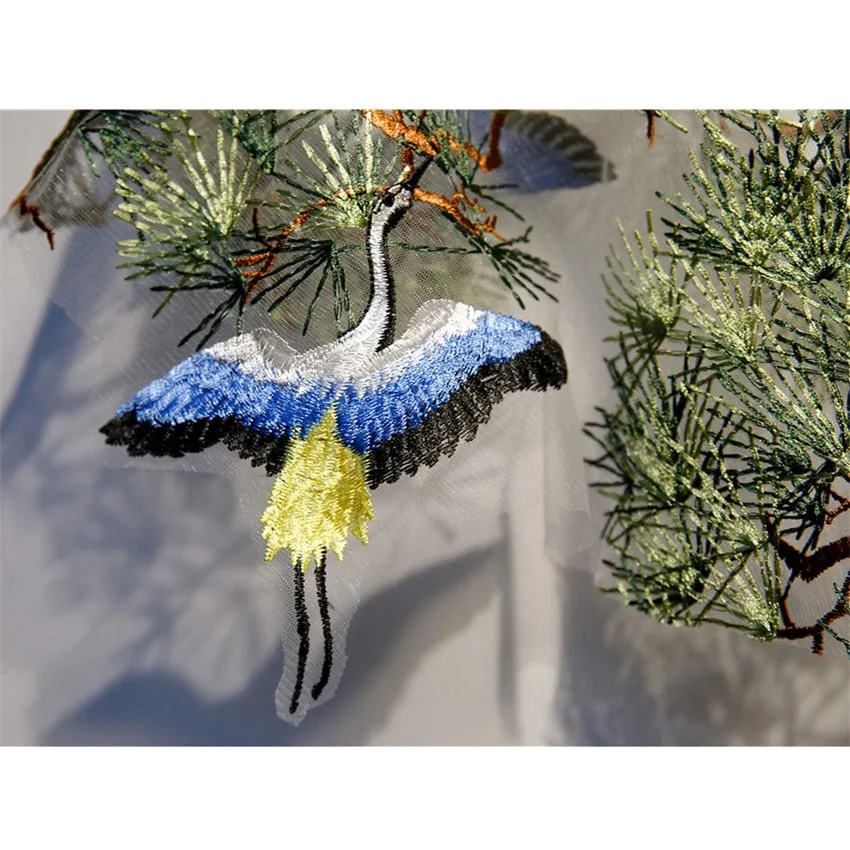 Woodland Blue Cranes Embroidered Shawl Bolero Capes