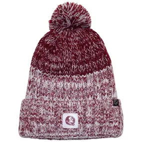 Zephyr Women's Seminole Logo Cuff Pom Fleece Lined Knit Beanie - Garnet/White