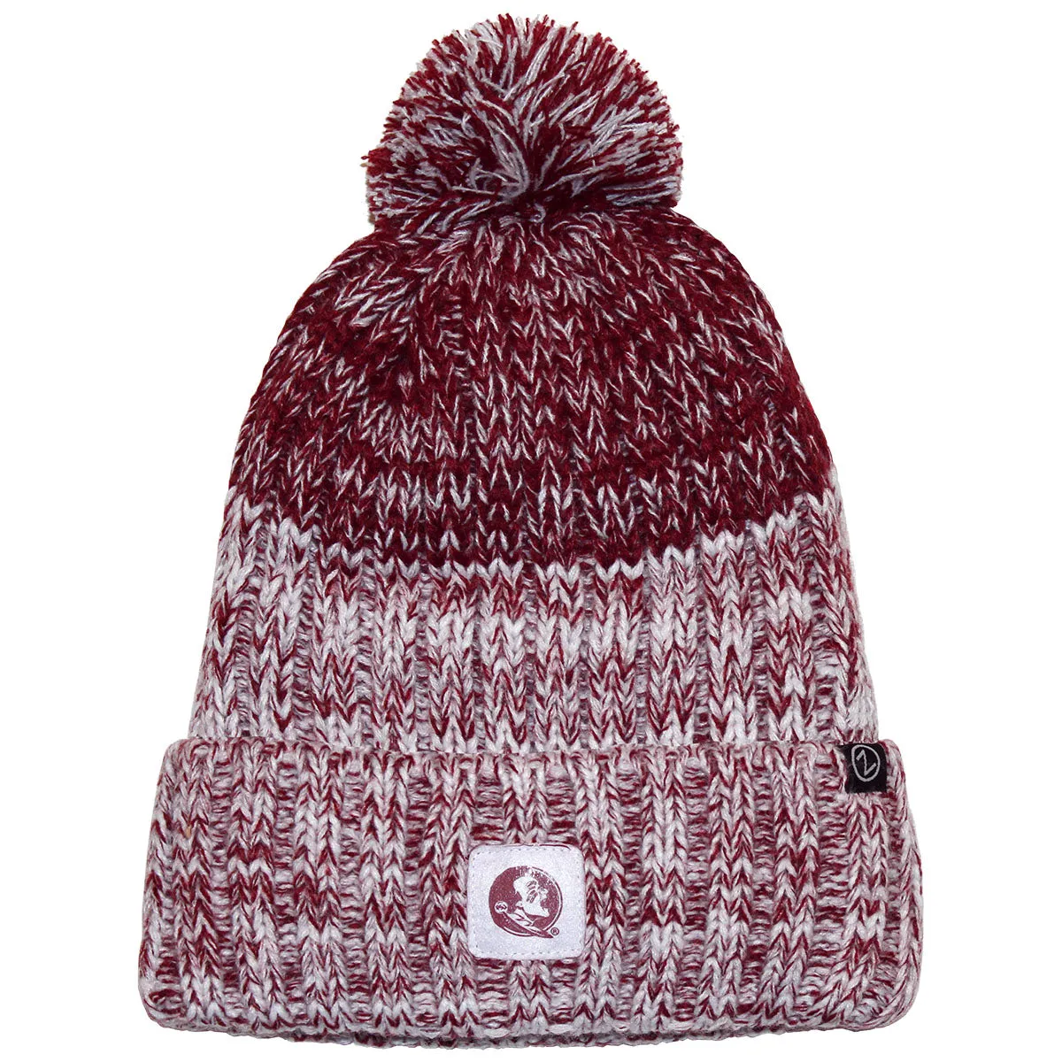 Zephyr Women's Seminole Logo Cuff Pom Fleece Lined Knit Beanie - Garnet/White